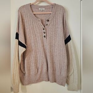 Madewell Women's Henley Sweater - Cream and Black